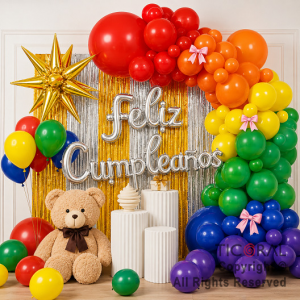 SET DE GLOBOS ARCO XL FELIZ CUMPLEA�OS MULTICOLOR (GY 7838) 70 UNIDADES